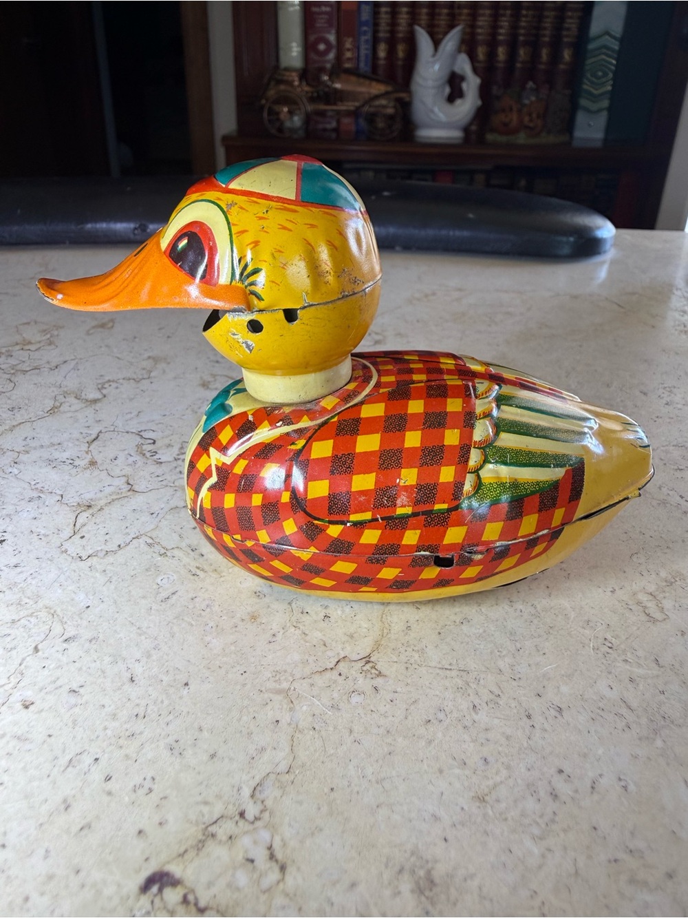 Vintage Tin Litho Duck Friction Toy